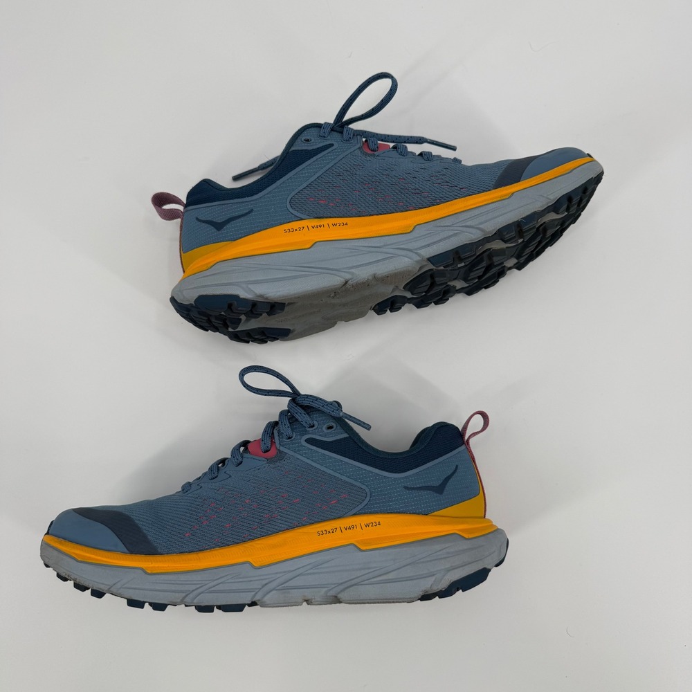 Hoka Challenger ART 6 Blue Yellow Gray Trail Running Shoes Women Size 7.5 B - Picture 3 of 12